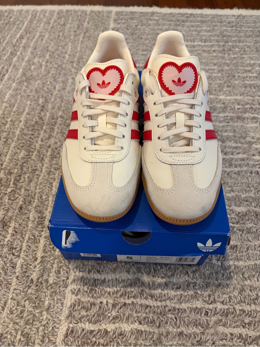 Adidas Kids Samba Heart Sneakers in White and Red